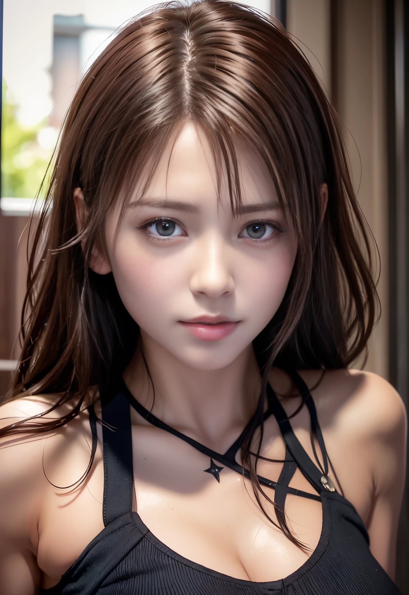 (Photorealistic:1.3),Best Quality,Realistic, masutepiece, extremely delicate and beautiful, nffsw,Extremely detailed ,hight resolution, Extremely detailed, 1girl in, Tifa_lockhart,Beautiful detailed girl,Full body, Realistic,Komono, Beautiful detailed red eyes, Light on Face, Cinematic lighting,,