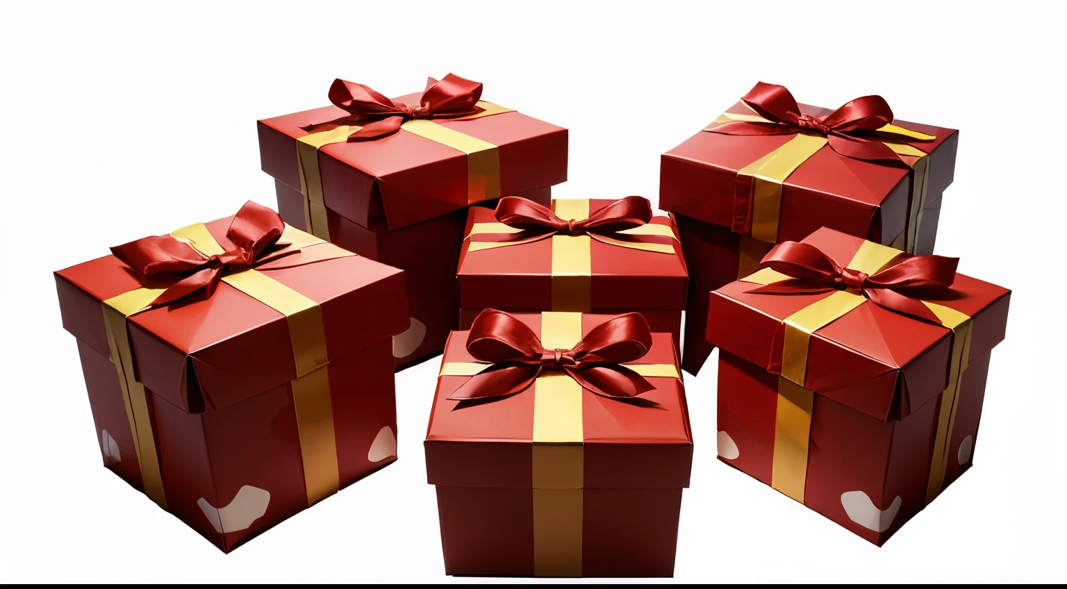 Set of happy festival gift boxes on PNG transparent background.