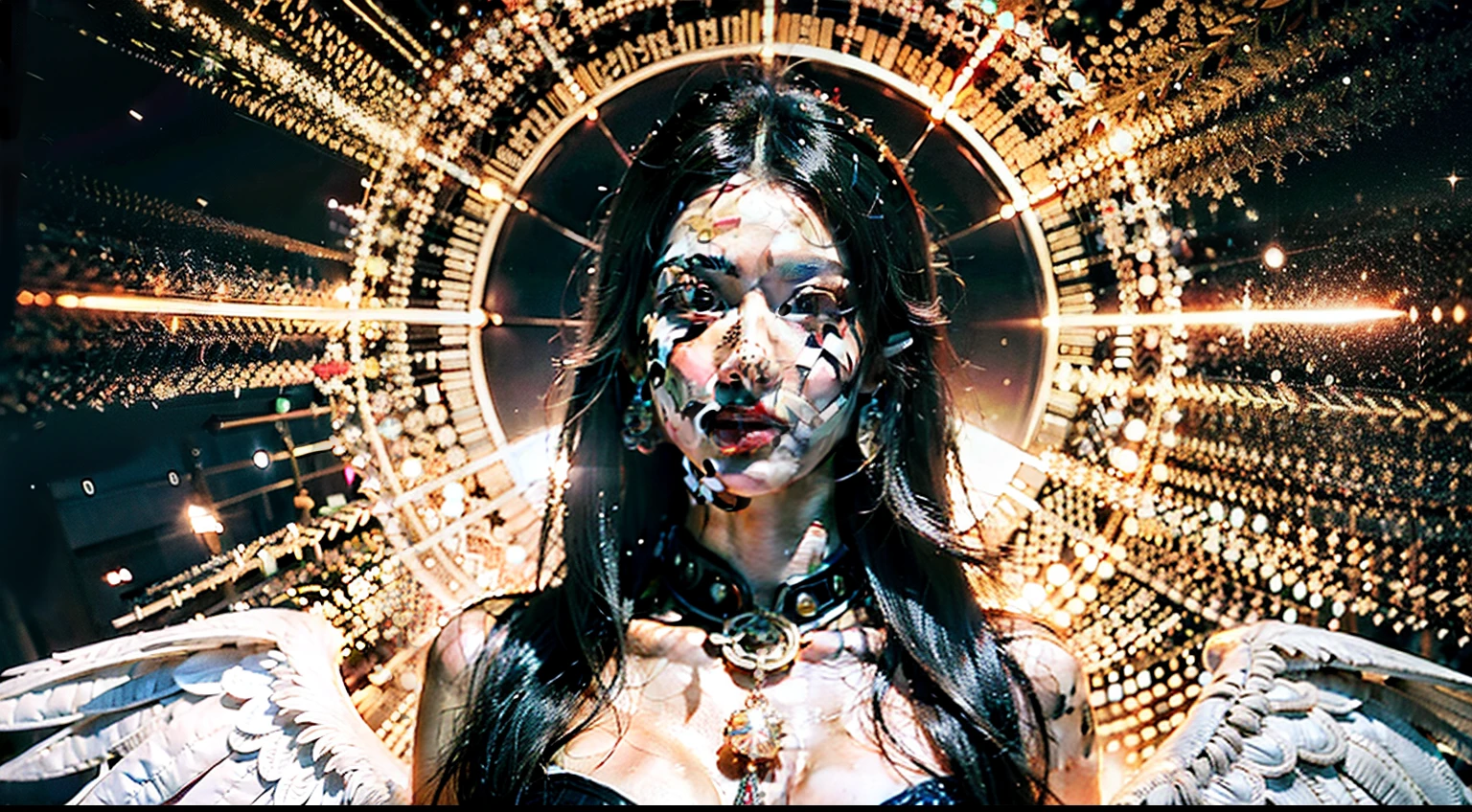 1girll, 独奏, angelicales, izumi, full bodyesbian, rich colourful, the Extremely Detailed CG Unity 8K Wallpapers, intricately details, Kaleidoscopic image, Symmetrical pattern, vivd colour, geometric shapelattering design, optical illusions, dynamic compositions, The art of pantomime, Crystal AI