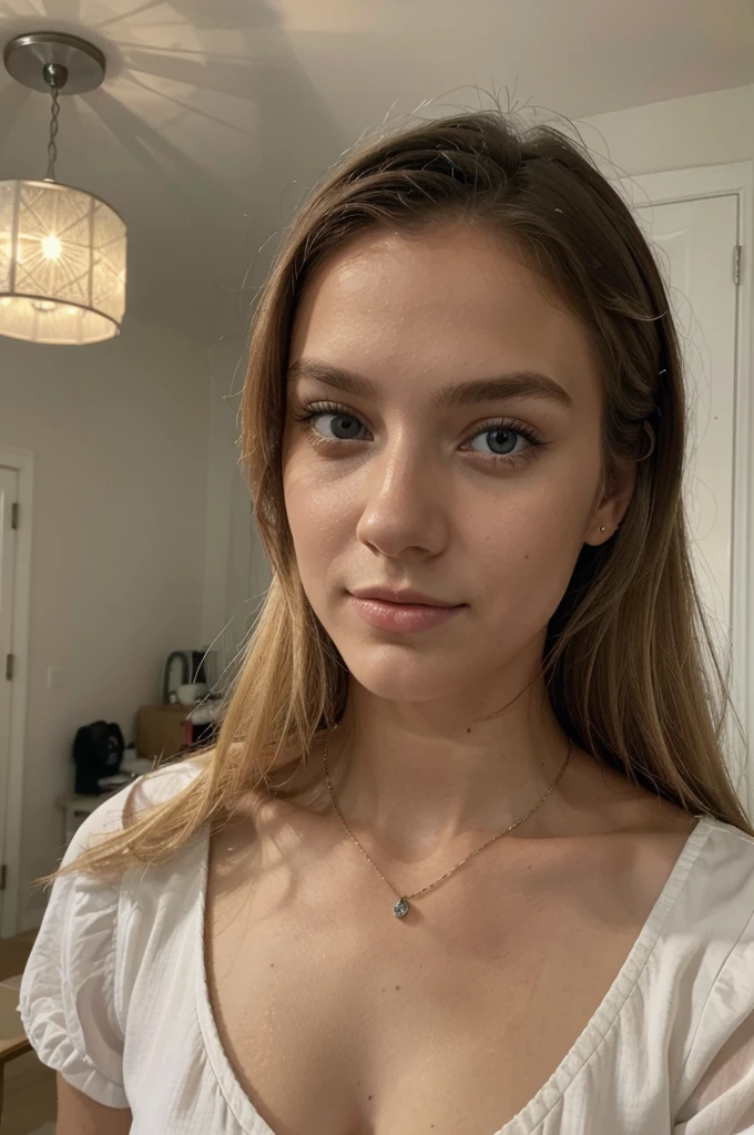 ((best quality)), ((Meisterwerk)), (Detailliert), Perfektes Gesicht, 1.1, Hochdetaillierte Gesichts- und Hautstruktur, Detaillierte Augen, Anna Björn a 21 year old blonde swedish girl, cute mirror selfies, with her phone in hand, cute makeup, aesthetic instagram pictures
