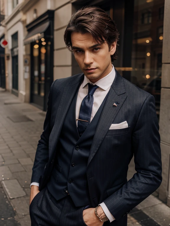 Men's Suits - Slim, ,A men pinstripe suit men Men's Victorian & Edwardian Shirt...