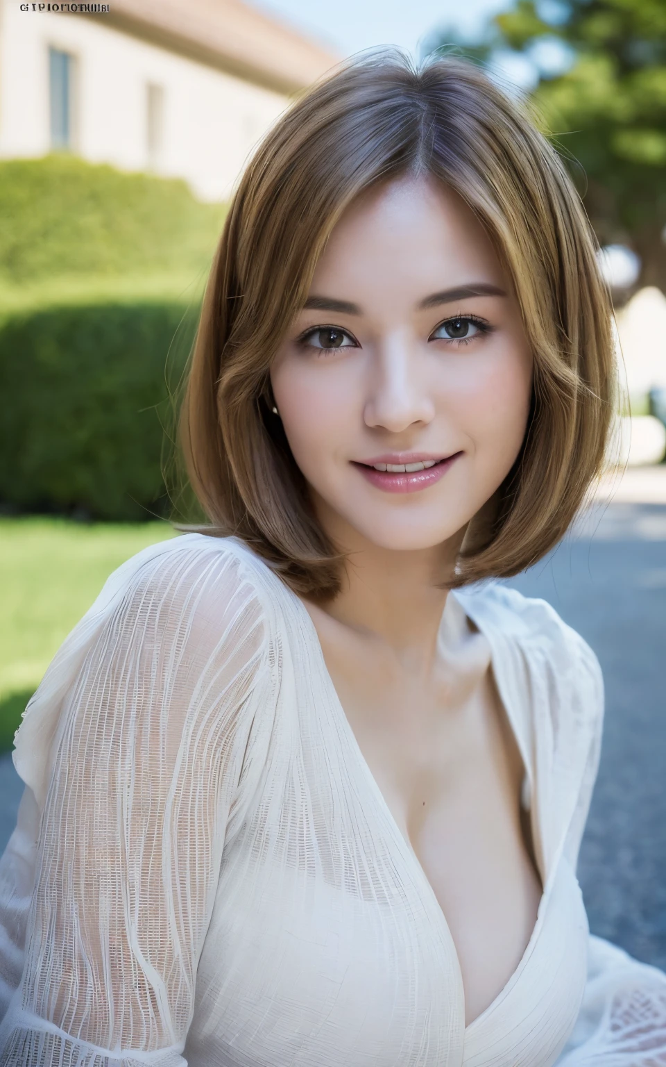 ((top-quality、8K、masterpiece: 1.Elfect Body Beauty: 1.4、Slender Abs: 1.2、Beautiful woman with slender abs:1.3、(Highlight Haircut Rest A Cup:1.2)、Black see-through:1.1、hyperdetailed face、A detailed eye、二重まぶた、full body Esbian undergarment A smile、a blond、sexypose、18year old、((top-quality、8K、masterpiece:1.3))、1girl in、full body Esbian、Slim Faces、Pretty women、(Dark brown short-cut hair)、sexy dress:1.1、hyperdetailed face、A detailed eye、二重まぶた、blured background、Slim Faces、takeout、a street、Highly detailed facial and skin texture、A detailed eye、二重まぶた、A smile:1.5、(Colossal tits:1.3)、hyperdetailed face、very detailed lips、toward to the camera、opens legs、top-quality、masterpiece、超A high resolution、(Photorealsitic:1.4)、garterbelts、robe blanche