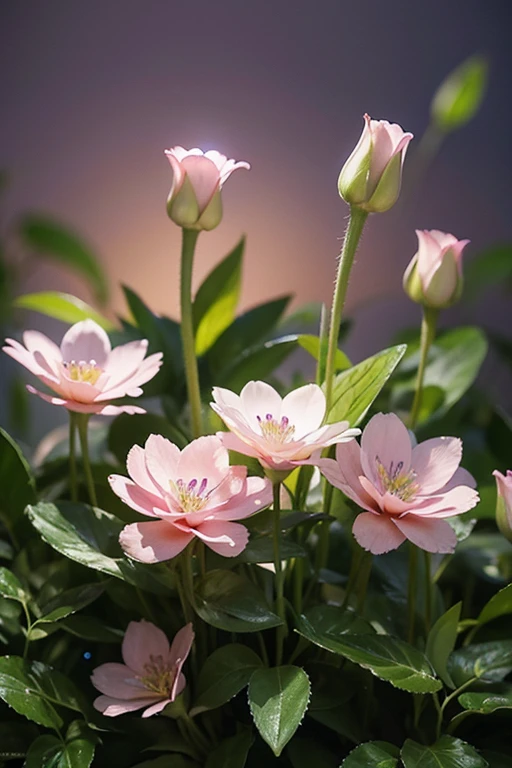Made of various flowers，a plant，Grass forms a beautiful watercolor painting，detail intricate，The composition is complete，8K、超高分辨率、Bio-luminescence、Cinematic lighting