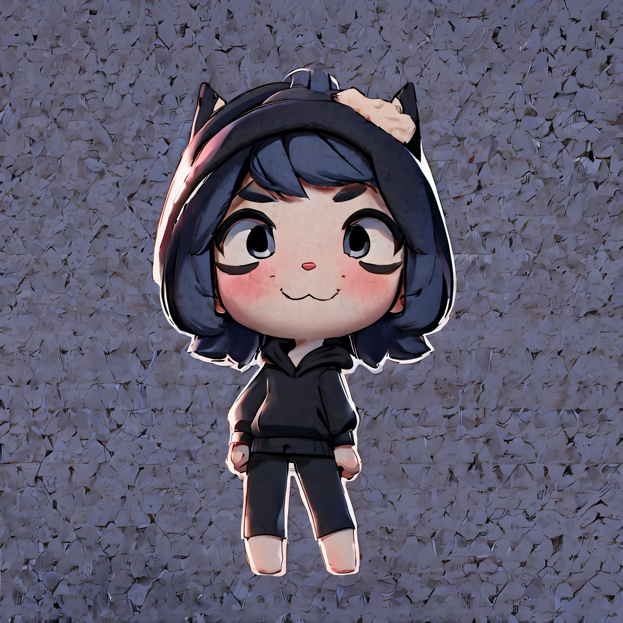 Cute man in chibi style wearing a black hoodie.
