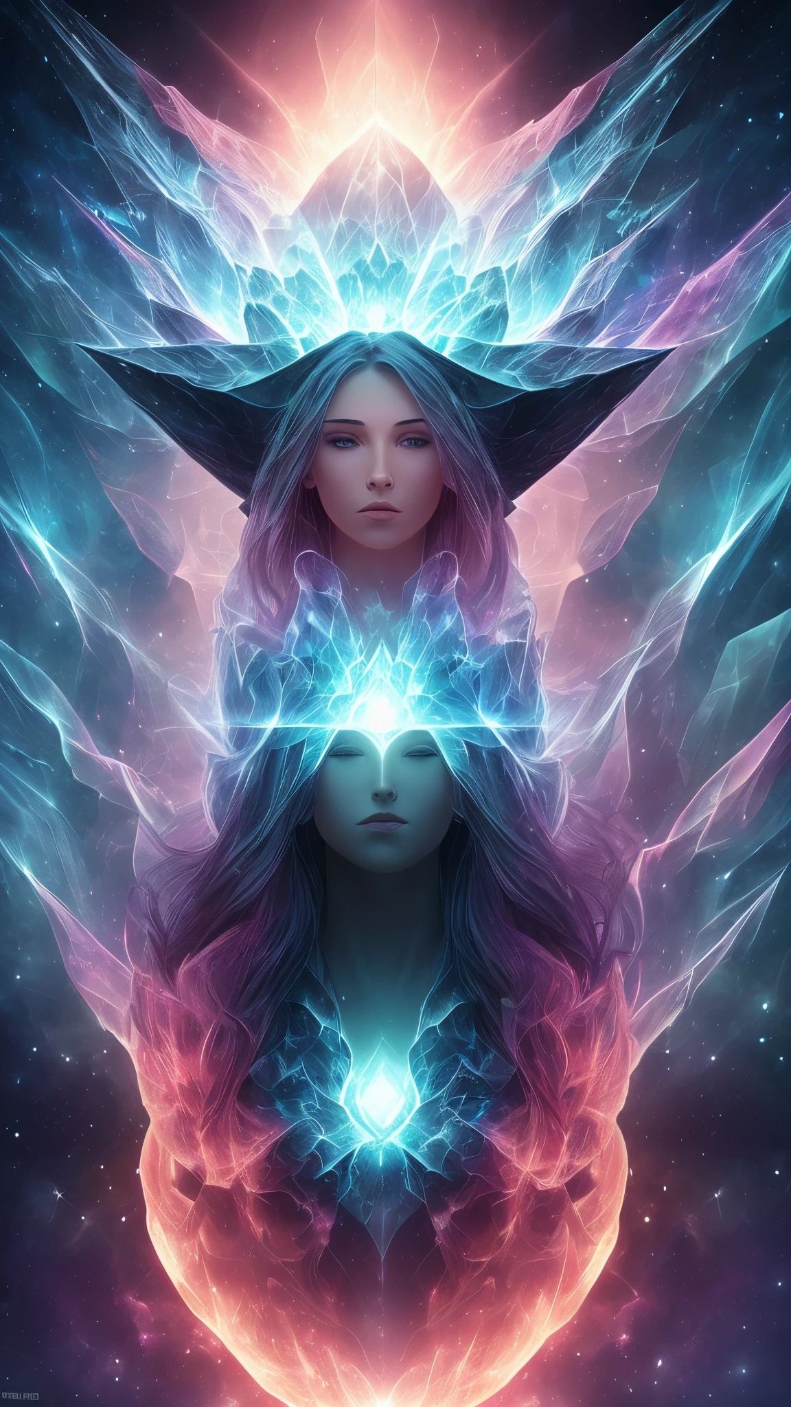 Incredible and spectacular scene，Beautiful Belarusian girl，Upper body emerges from glowing cloud fractal nebula lines，Clear face，crystallineAI，cosmic entity，a heavenly being，kosmos，vibrant and vivid，swirles，twist，unpractical，hight contrast，Co-metabolism，magical，mistic，mistic，hyper realisitc，Supersaturation，rich colourful