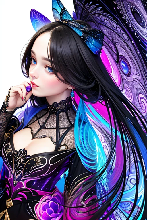 tmasterpiece，top Quority，best qualtiy，offcial art，（Beauty and aesthetics：1.2），1girll，Extremely detailed，（s fractal art：1.3），extremely colorful，Most detailed，bust，Overlooking，A picture that combines virtual and real，dynamic viewing angle。