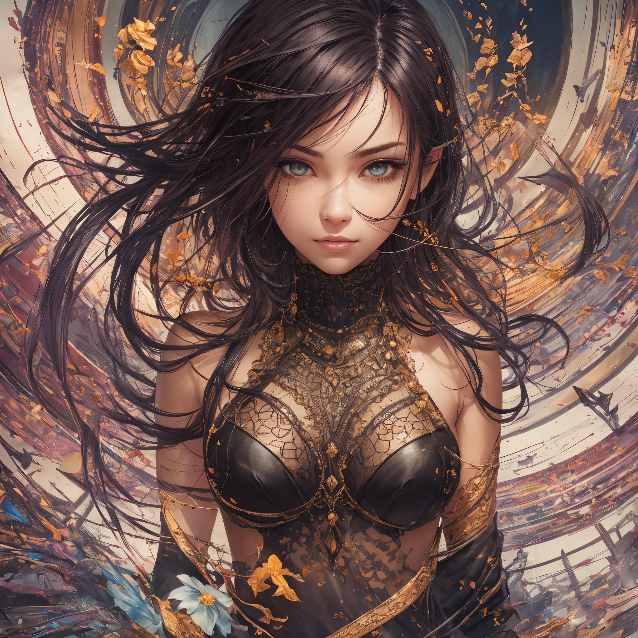 Perfect centering, Fantastic black goldfish, cheerfulness, Standing position, Abstract beauty, Centered, Looking at the camera, Facing the camera, Approaching perfection, Dynamic, Highly detailed, Smooth, Sharp Focus, 8K, hight resolution, Illustration, art by carne griffiths and wadim kashin, Goldfish character --auto --s2