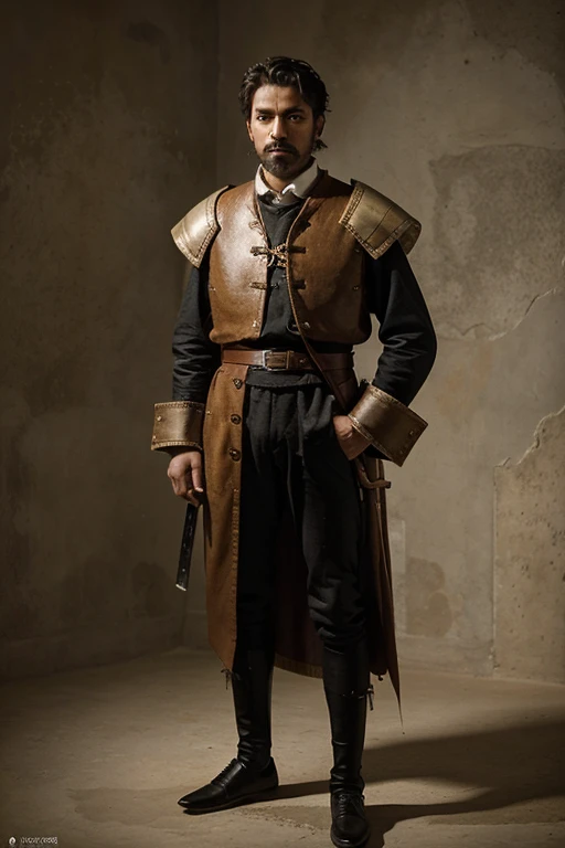 make an image of Miguel de Cervantes, full body, and make it easy and simple to understand to a people