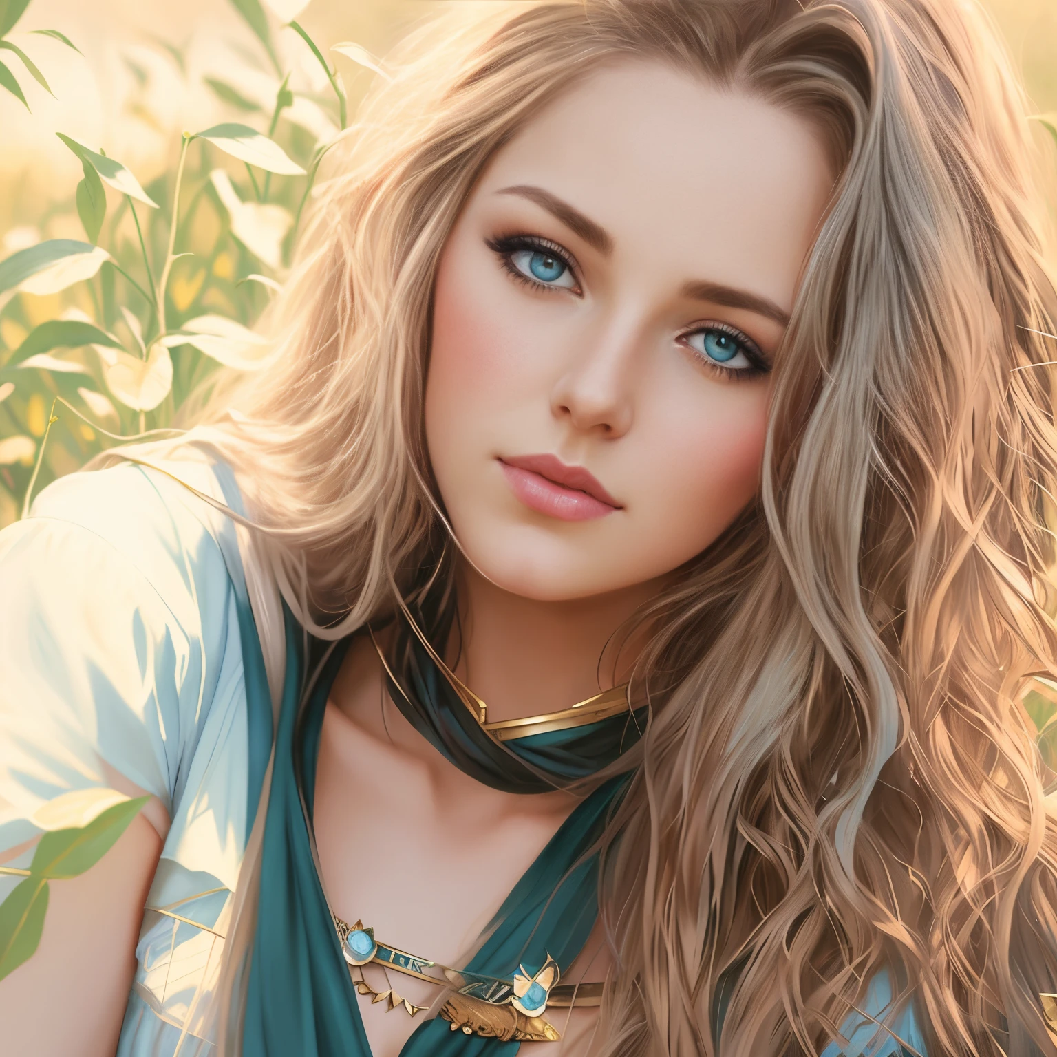 picture of a woman with long hair and blue eyes in a field, beautiful fantasy art portrait, fantasy art portrait, fantasy portrait art, beautiful fantasy portrait, fantasy portrait, gorgeous digital painting, Detailed matte fantasy portrait, beautiful digital painting, beautiful digital illustration, Fantasy genre portrait, in the art style of bowater, karol bak uhd, beautiful digital artwork