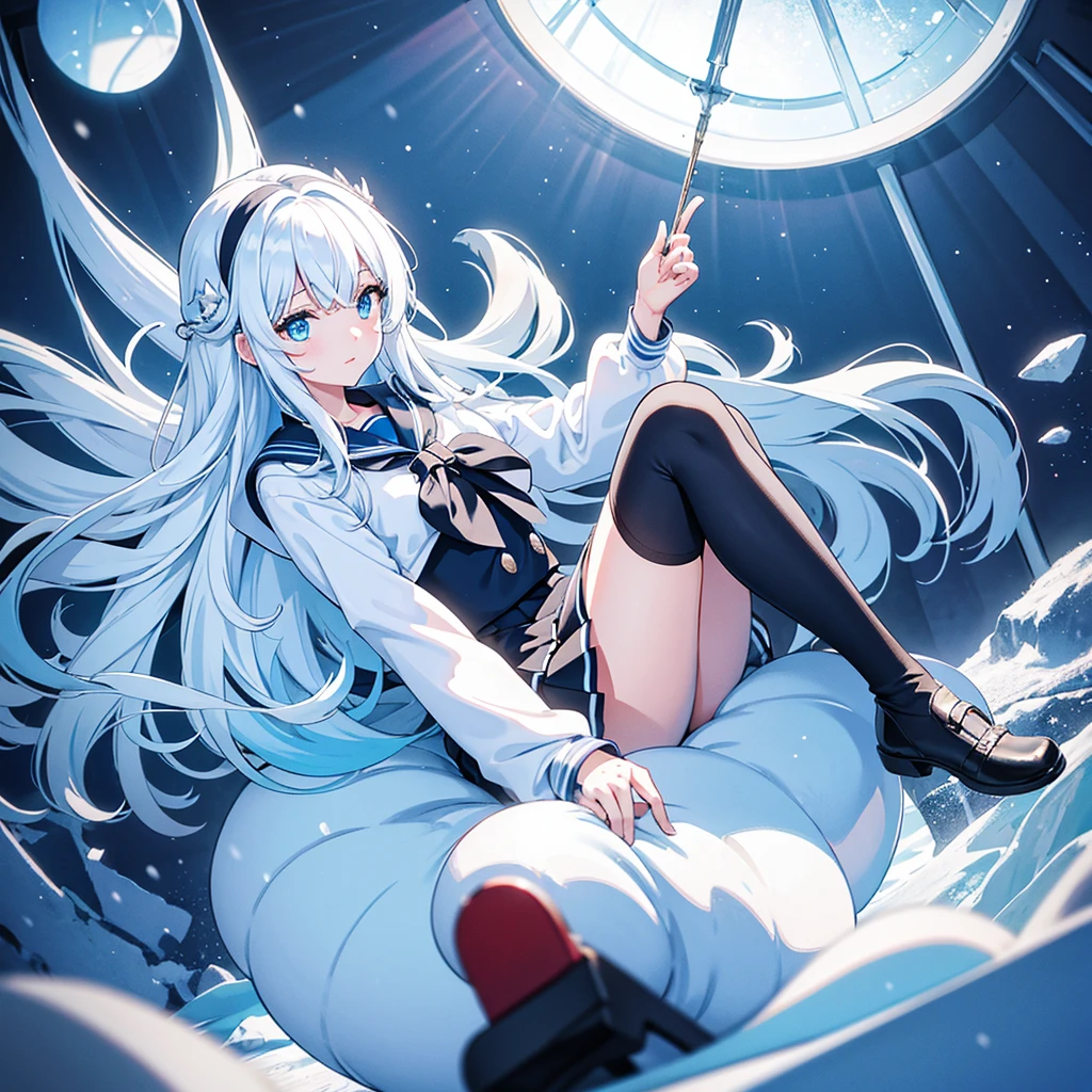 {{{Snow globe}}}, {white background, inside a container, underwater, light particles, snow particles}, {{one girl, sitting, super beautiful girl, colorful hair, blue eyes, long hair , long-sleeved sailor uniform, hair ornament, black skirt, knee socks, black shoes}}, {wind}, tree inside a snow globe, house inside a snow globe, {{masterpiece}}, {{{top quality}}}, {{Super Detail} }, {{Illustration}}, Cinematic Lighting, { {Caustic}}, Lens Flare, Beautiful Detailed Glow, Dynamic Angle, Depth of Field, Light Leak, Amazing, Fine Details, High definition CG, original, {{8k_wallpaper} }, chromatic aberration
