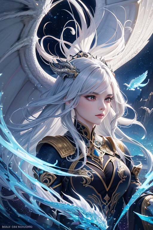(no explanation)
silver-haired dragon girl, detailed eyes, detailed lips, long eyelashes, shiny scales, majestic pose, flying in the sky, fire-breathing, fantasy world, mythical creature, vibrant colors, ethereal lighting, high-res masterpiece:1.2, magical atmosphere, mystical aura, breathtaking scenery, dragon wings, elegant and graceful, surreal landscape, intricate details, otherworldly beauty, enchanting presence, powerful and regal, silver and gold accents, mesmerizing gaze, flowing mane, mythical beast, legendary guardian, epic fantasy