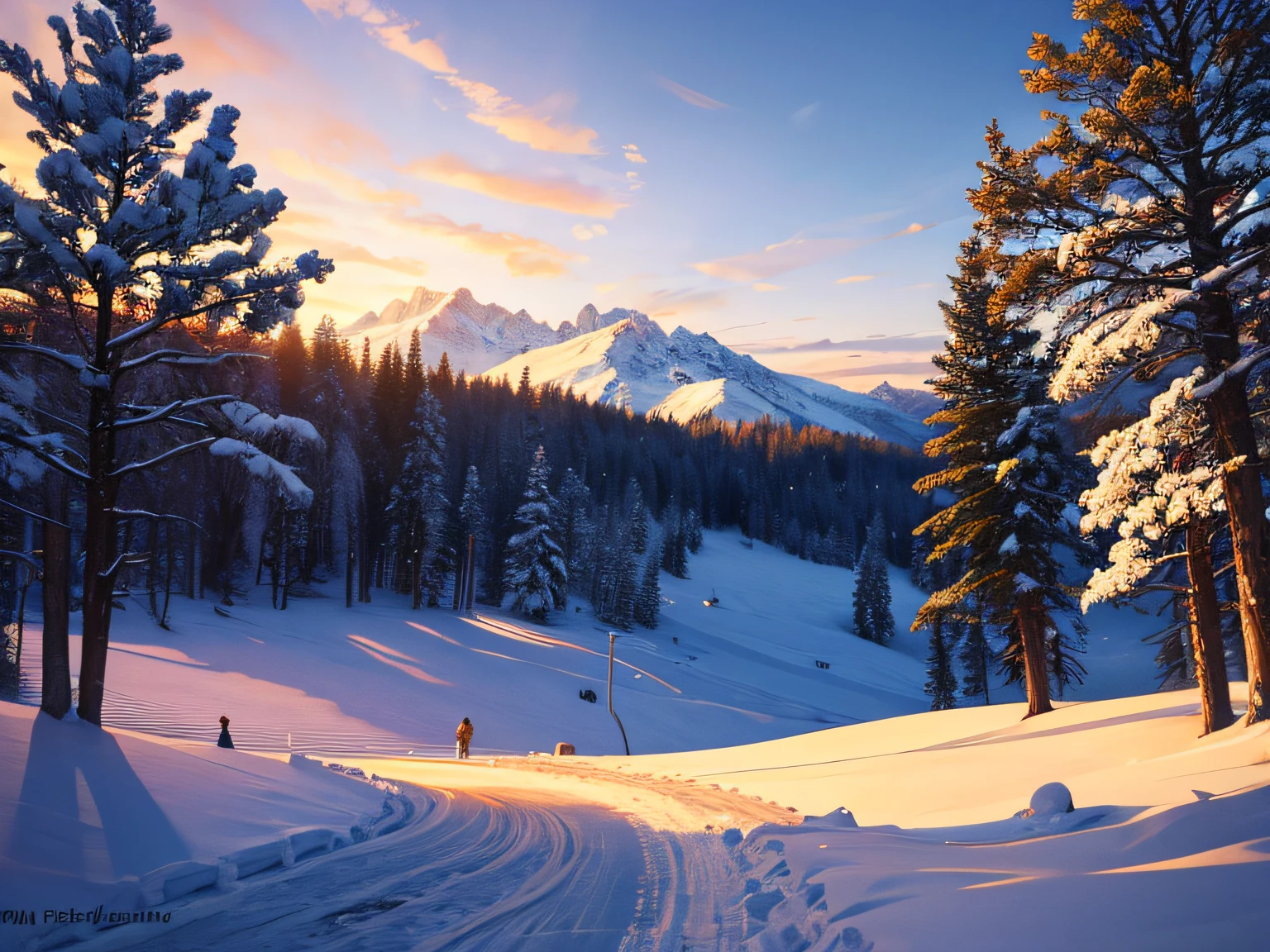 masutepiece, Best Quality, High quality, Exquisite, Beautiful, 8K, Winter scene