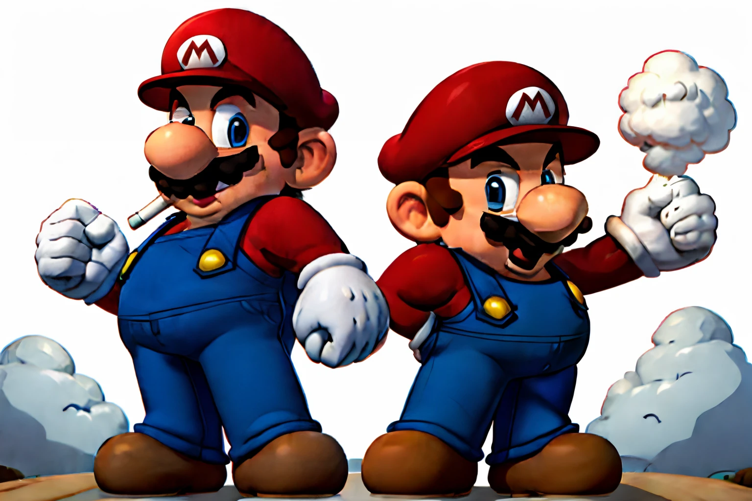 ((Great Quality)), (detailed), 1 guy, Mario character, Gangster outfit, wearing black hoodie, smoking a cigarette, at night