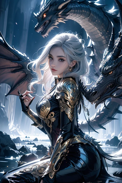 1. Appearance: Dragon Mother is a beautiful and charming woman with silver hair and purple eyes, her skin is pale and smooth, her demeanor is elegant, and her body is petite.
2. Personality: Mother Dragon is a resolute and fearless woman who is full of justice and maternal love, and unconditionally protects and supports her family and friends. She is intelligent and decisive in her decisions, but also passionate and impulsive.
3. Abilities: Dragon Mama has the ability to control and control dragons, she can communicate with dragons minds, and fight through dragon powers. She is also a leader who is good at motivating and leading people.
4. Battle Status: Dragon Mama shows great fighting skills and courage in battle, she can ride a dragon through the air and use Dragon Burn to attack enemies. She also possesses swordsmanship and strategic skills, making quick decisions in battle, and is also adept at using political means to gain support and allies.
5. Backstory: The Dragon Mother's real name is Daenerys Targaryen, and she is the last descendant of the exiled Targaryen dynasty. She gradually grew into a powerful leader who hoped to regain the throne of her family and eliminate injustice and injustice. She became a true dragon mother by combining with dragons and led her dragons and loyal followers to conquer the Seven Kingdoms, (purple eyes), (silver hair), beauty is different from ordinary people, ((film grain: 1.3)), 1 woman , 8k, RAW photo, best quality, masterpiece: 1.2, (realistic, photo realistic: 1.37), detailed beautiful face, (realistic:1.4), (soft focus: 1.4), (sharp focus: 1.4), (detailed background: 0), super detailed, solo, (Rage: 1.1), ((Majesty, frown)), (Shut Up: 1.05), Beautiful and delicate eyes, (long gray hair), ((full)), Game of Thrones, Daenerys Targaryen hairstyle, outdoor, winter, freezing, blizzard,