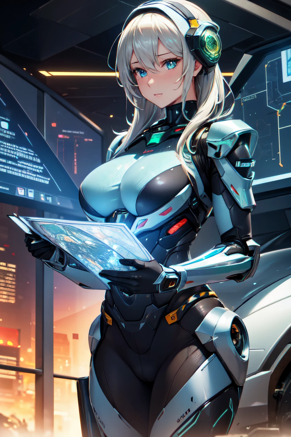 (High quality, High resolution, Fine details), Realistic, (mechanized women surveying the planet:1.2), powered exoskeletons, (digital visors), detailed robotic limbs, (giant floating holographic maps:1.3), sleek metallic armors, high-tech communication devices, (interacting with local wildlife:1.2), emitting vibrant colored lights, illuminating the dark corners, (studying plant and animal diversity:1.3), solo, curvy women, sparkling eyes, (Detailed eyes), Sweat, Oily skin, shallow depth of field