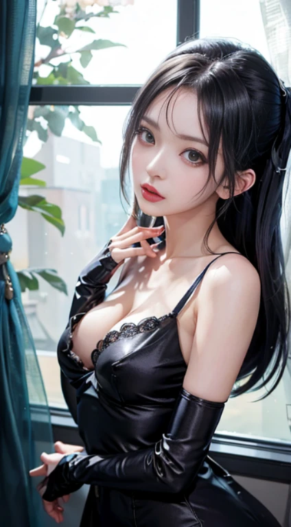 anime girl in lingerie posing in front of window with open window, seductive anime girl, nico robin, oppai cyberpunk, (sfw) safe for work, ecchi anime style, beautiful alluring anime woman, ecchi style, ecchi, fine details. girls frontline, small curvy loli, mayuri shiina, from girls frontline, kantai collection style