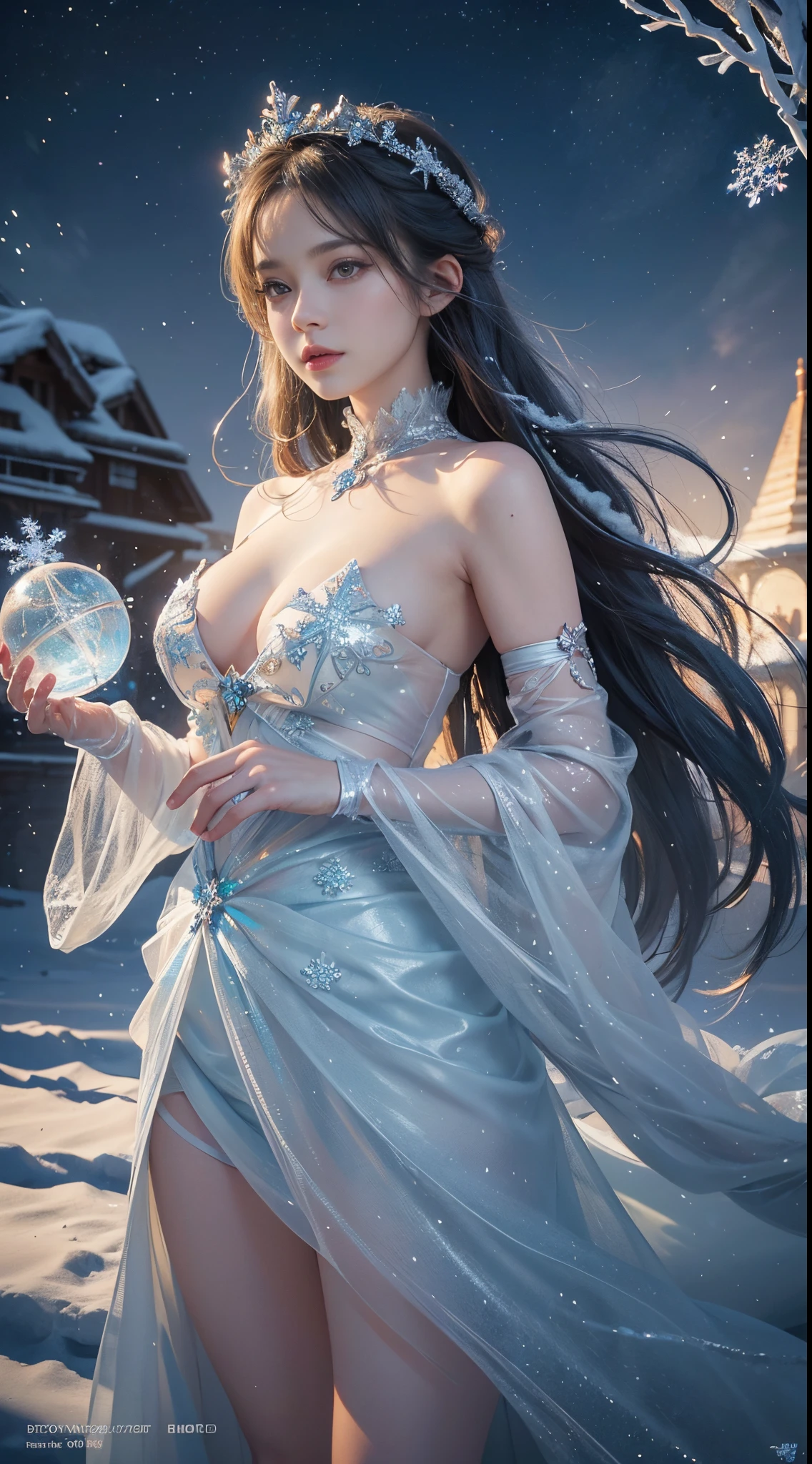 snowstyle, ethereal fantasy concept art of {(Glistening snow fairies adorned with icicle crowns twirled through the air, transforming frosty breath into enchanted snowflakes. A winter ballet unfolded as they crafted a crystalline palace for a grand Christmas ball.:1.4), centered, symmetrical, in the style of disney, Detailed digital art by greg rutkowski and Thomas kinkade, Trending on Artstation, CGSociety, deviantart, 8k, HD, detailed, high resolution, cinematic, unreal engine 5, 4k UHD image, octane render, epic angle and pose, 3d, depth of field, captivating patterns, creative experimentation, luminous magic trails, global illumination, cinematic light, epic shot, festive hues with diffused lighting, award-winning, professional, masterpiece, full sharp, UHD, HDR, 8k} . magnificent, celestial, ethereal, painterly, epic, majestic, magical, fantasy art, cover art, dreamy,