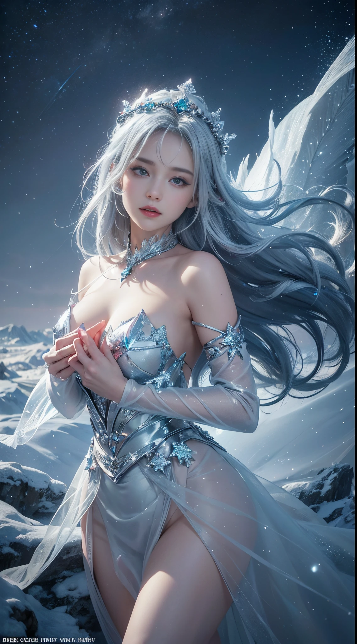 snowstyle, ethereal fantasy concept art of {(Glistening snow fairies adorned with icicle crowns twirled through the air, transforming frosty breath into enchanted snowflakes. A winter ballet unfolded as they crafted a crystalline palace for a grand Christmas ball.:1.4), centered, symmetrical, in the style of disney, Detailed digital art by greg rutkowski and Thomas kinkade, Trending on Artstation, CGSociety, deviantart, 8k, HD, detailed, high resolution, cinematic, unreal engine 5, 4k UHD image, octane render, epic angle and pose, 3d, depth of field, captivating patterns, creative experimentation, luminous magic trails, global illumination, cinematic light, epic shot, festive hues with diffused lighting, award-winning, professional, masterpiece, full sharp, UHD, HDR, 8k} . magnificent, celestial, ethereal, painterly, epic, majestic, magical, fantasy art, cover art, dreamy,