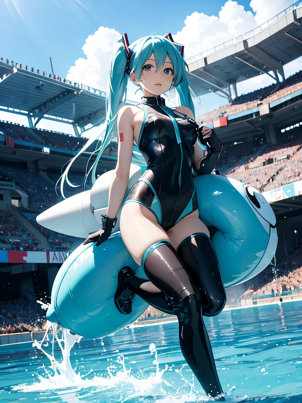 miku hatsune,Beautiful breasts,Diving suit,Diving,clean legs