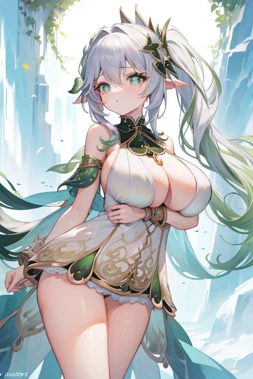 (tmasterpiece),Best quality at best, Expressive eyes, s the perfect face, 1个Giant Breast Girl,
Bigchest, h cup, Good chest, The beautiful, a gorgeous,Anime Big breasts,girl,, floating clothes, Tent box ,Nahida Ende,
nahidadef, arms folded, arms folded,Half-naked,sexy big with sexy aspose sexy,Obscenity exposed ,protruding forward and backward,humongous large breast