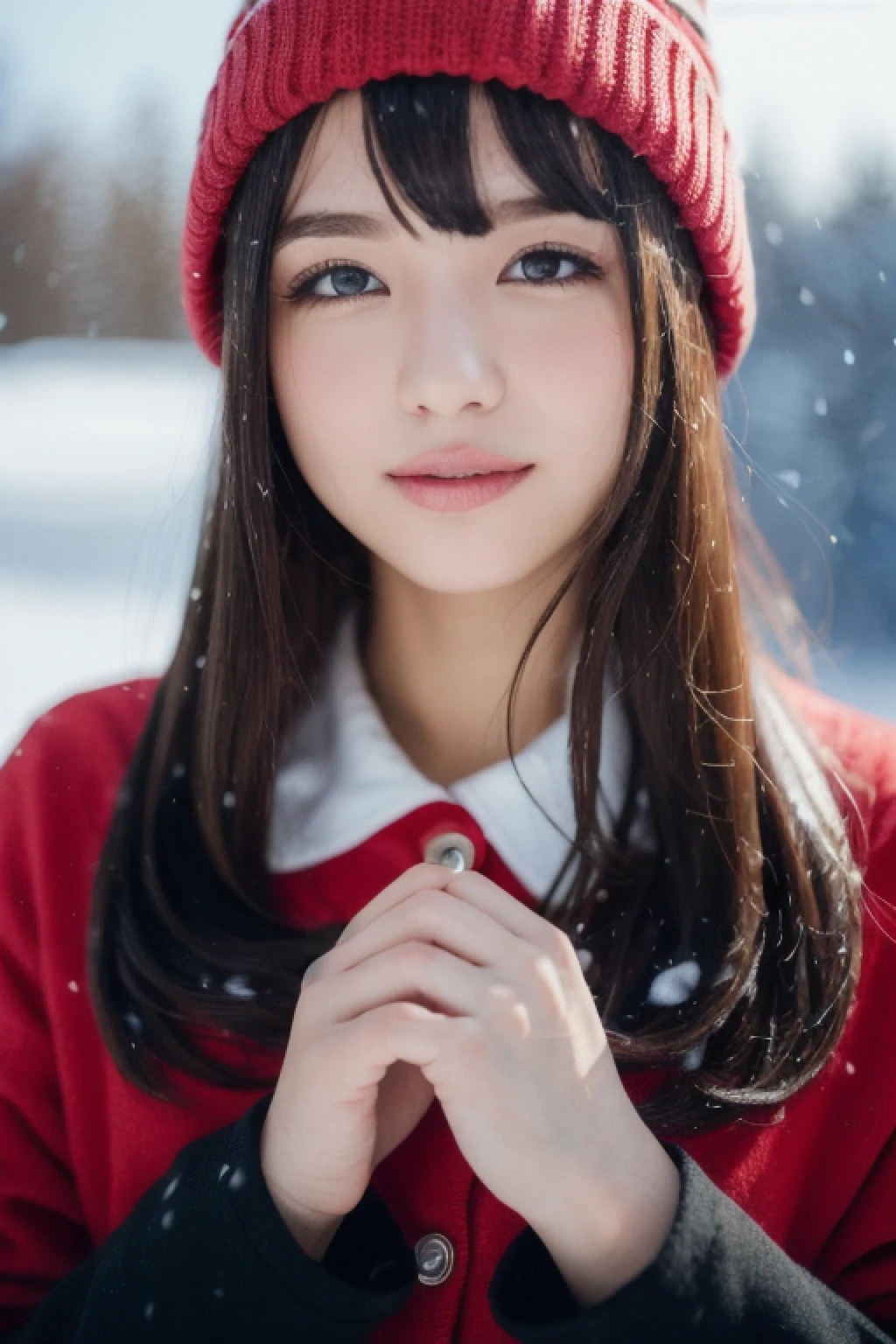 ulzzang -6500-v1.1, (Raw photo:1.2), (Photorealistic:1.4), Beautiful detailed girl, Very detailed eyes and face, Beautiful detailed eyes, Ridiculous, Incredibly ridiculous, Huge file size, super detailed, High resolution, Very detailed, Best Quality, masutepiece, Kemomimi, ((Japan Girls Winter Wear and Beanies)), Illustration, Very detailed, nffsw, unified, 8K Wallpaper, amazing, Fine details, masutepiece, Best Quality, Highly detailed ticker uniform 8K wallpaper, Light on Face, Cinematic lighting, 1girl in, , ((Dynamic Pose)), Snow and winter background, Playing in the snow,