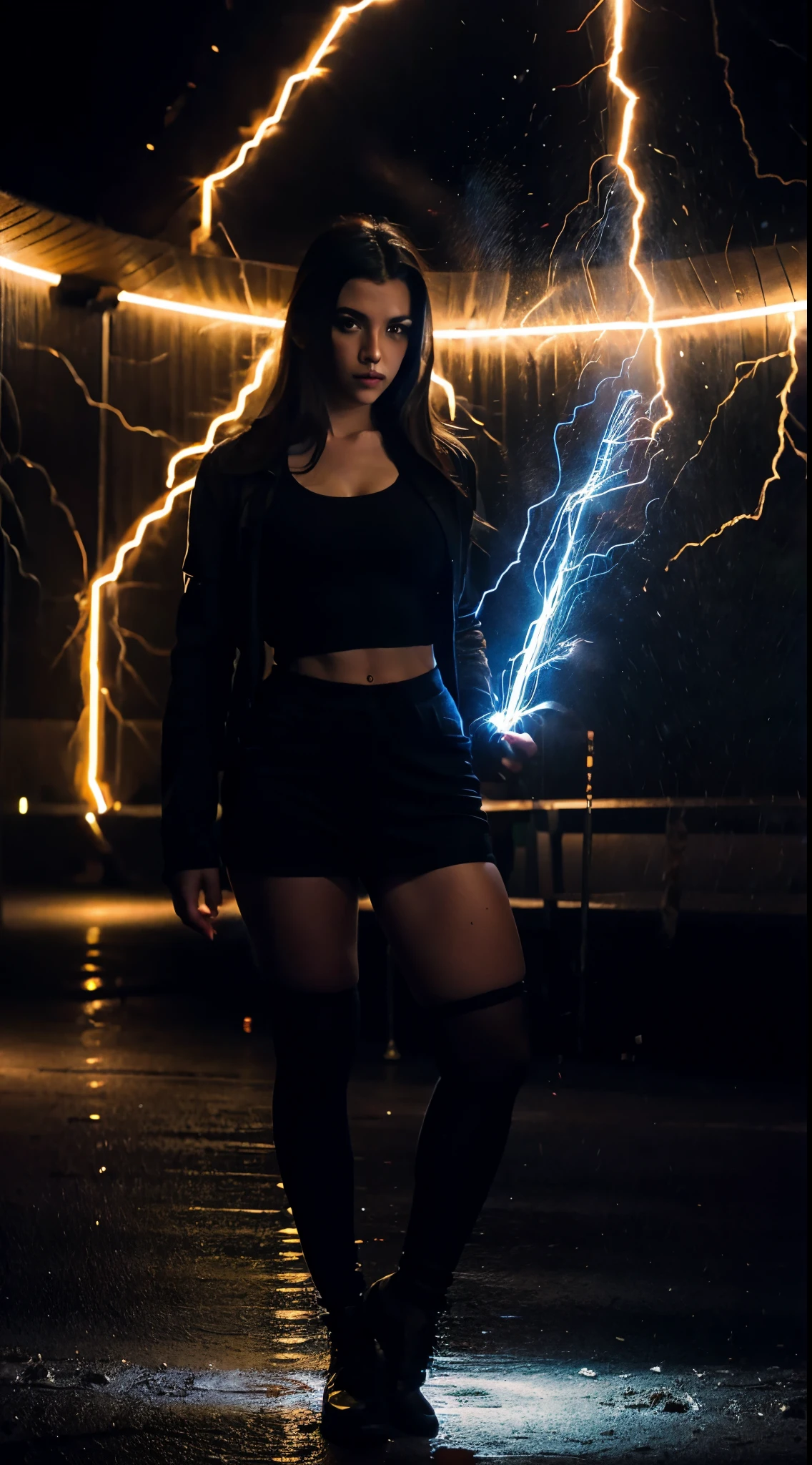 photo capturing woman beautiful full-body shot composition electric neón colors