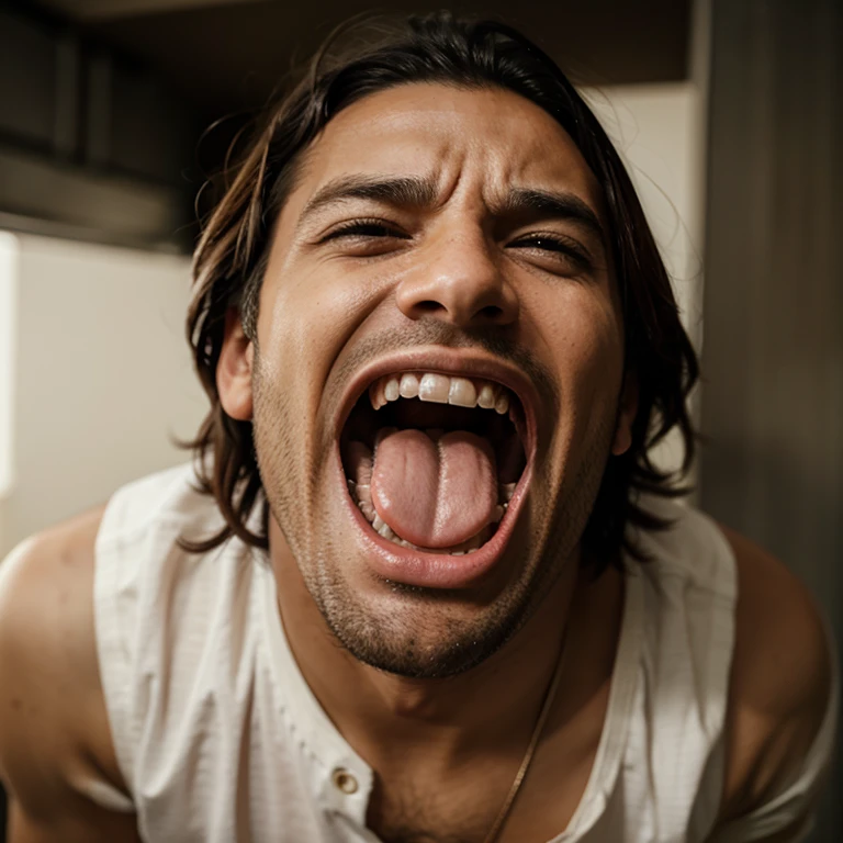 Man screaming