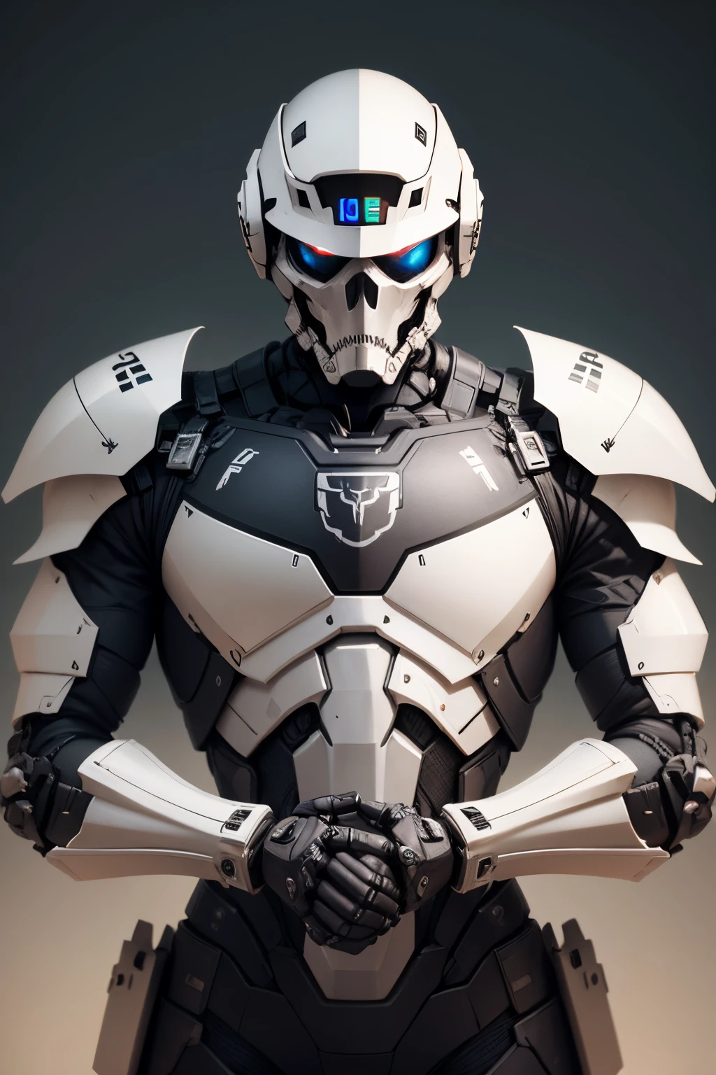 bone armor robotic soldier , usando metralhadoras