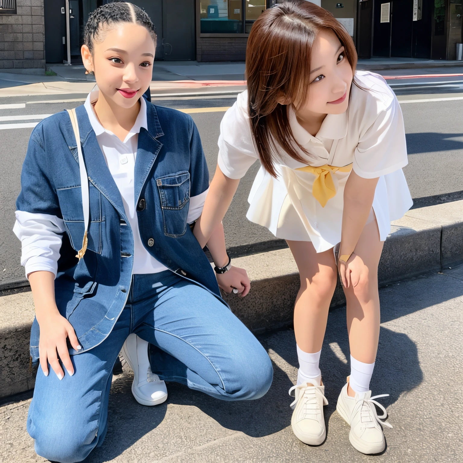 Super beautiful,light skinned,Facing the front,beauty legs,japanes,hi-school girl,Standing on the knee