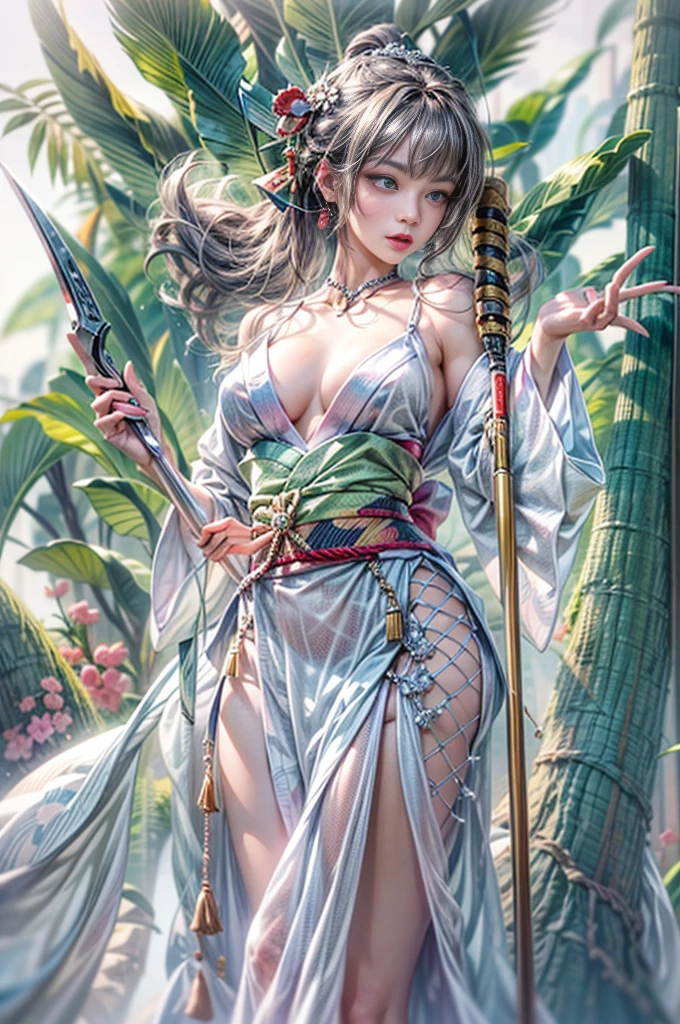 (Photoreal Stick:1.4, masutepiece:1..3, 8K), top-quality, masterpiece, 超A high resolution, Perfect dynamic composition, Professional camera work, Grow Light Effect, Mystical portrait, Cinematic Light, Highly detailed skin and facial texture:1.3, The ultra-detailliert, A detailed eye, (riding a silver dragon, carry a long noble staff), (myterious:1.3, Fanciful:1.2, tradition:1.2, legends:1.2, myth:1.2, majestueux:1.2), 1girl in, 25-years old, cute and sexy slim goddess, Fair skin, (A slight smil:0.9, Totally captivates you:1.0), (japanese kimono:1.3), (voluptuous breasts:0.9), (back shot beautiful blue eyes, Eyes that feel beautiful eros:0.85), Sexy face:0.4, (A mouthfeel that feels beautiful eros:0.85), ((Too cute beauty:0.9)), Fantastic background, Eliminate unnecessary hands