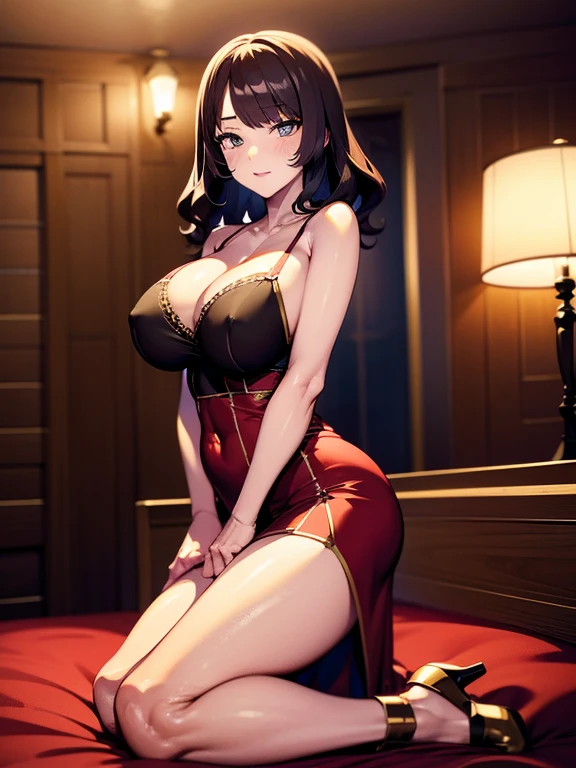 masuter piece top-quality Top image quality ((beauty of 30 years old)) ((lace evening dresses)) (cleavage of the breast) full body Esbian Park at night moonlights