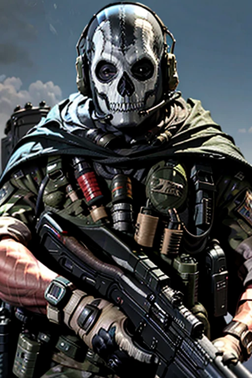 Special Forces emblem, First person shooter style, GH0st sits on the hill