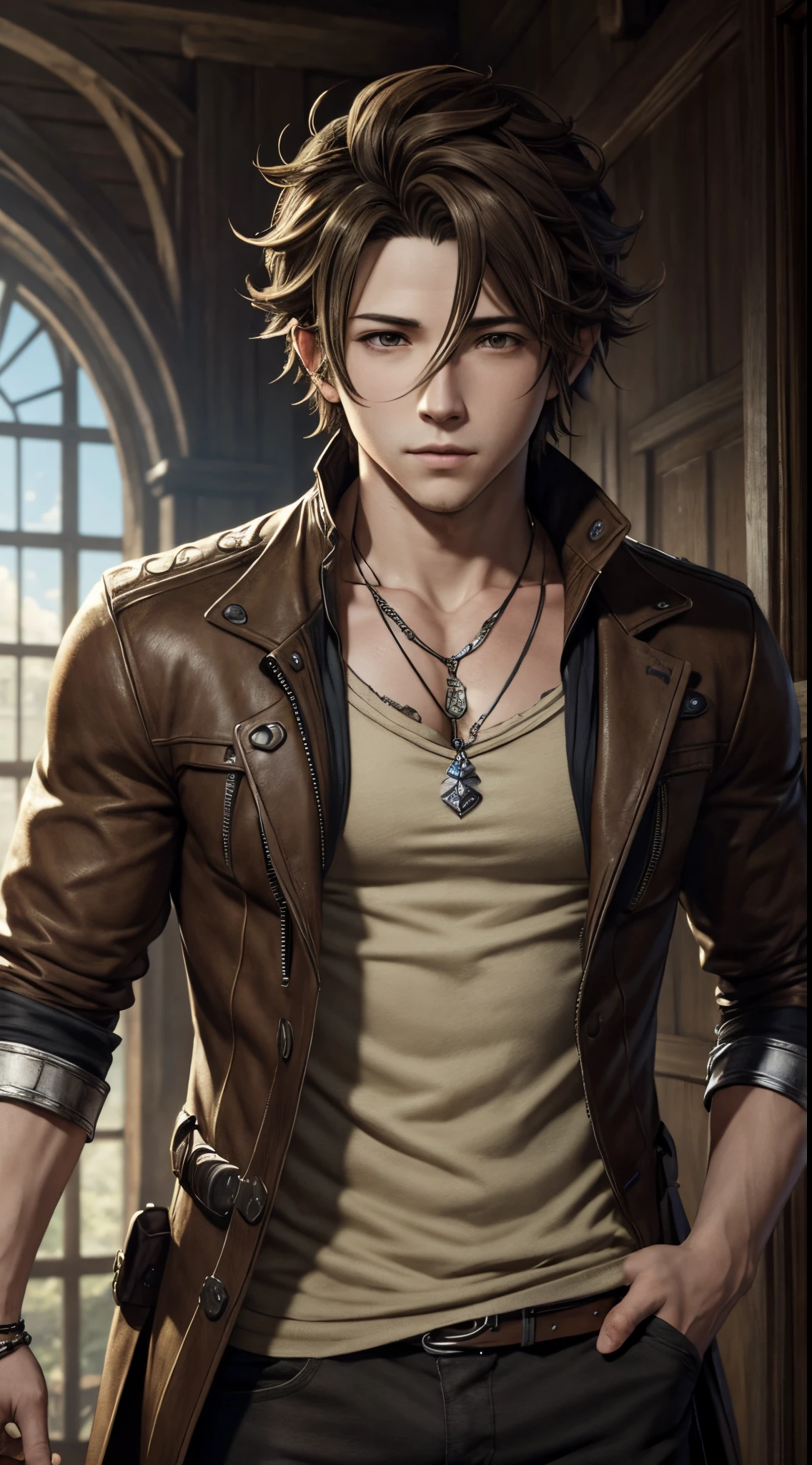 Absurdres masterpiece HDR high quality head shot of a handsome boy from octopath traveler with wearing casual clothing