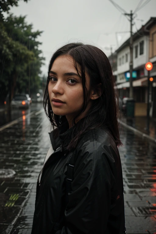 girl in the rain, dark girl