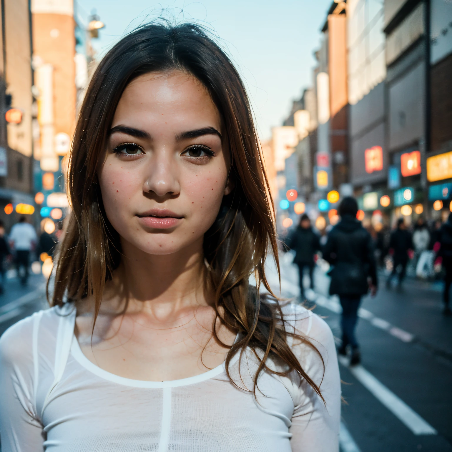 Photorealsitic, 8k full-length portraits, Beautuful Women, A charming expression, sixteen years old, TOKYOcty, Winters, Shibuya in the background