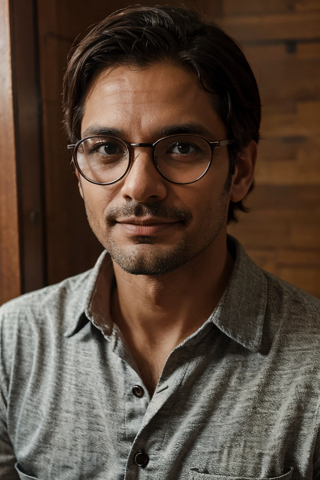 Cientista indiano, homem, 40 anos, bespectacled.