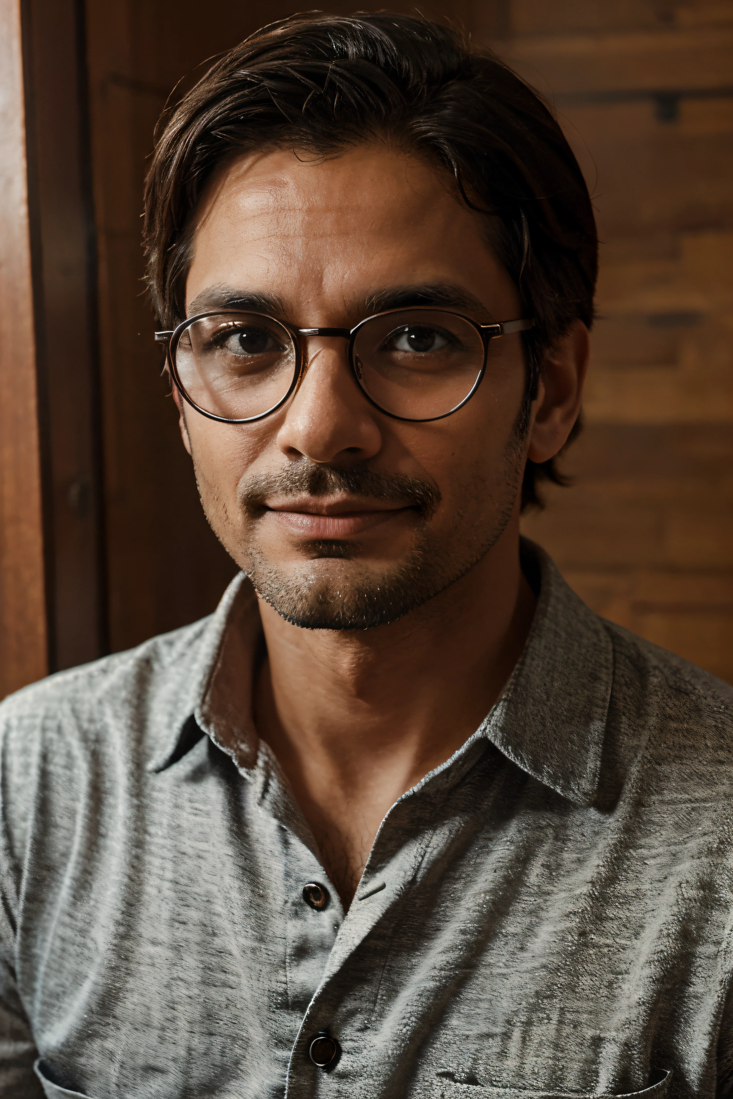 Cientista indiano, homem, 40 anos, bespectacled.
