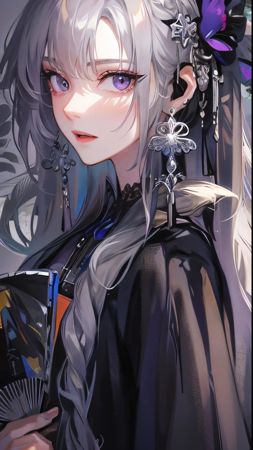 gorgeous gray hair,purpleeyes
