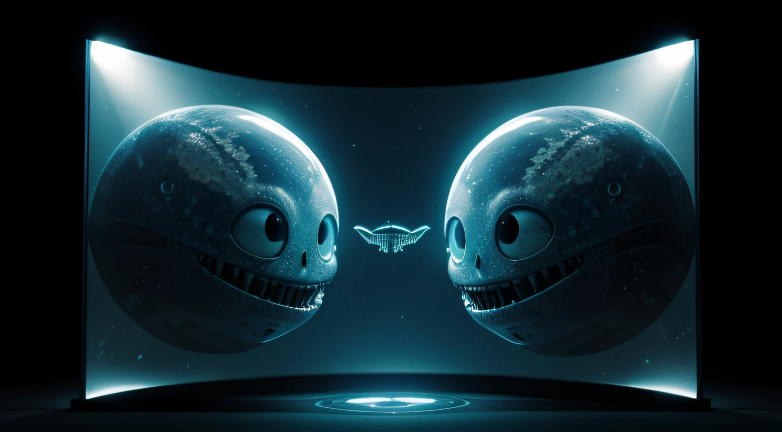 Aliens arrival concept, aliens are smiling and waving greeting on transparent background.