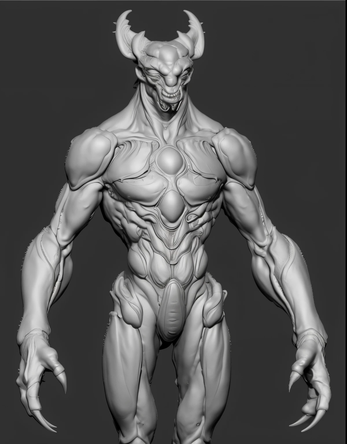 Close-up of horned man model, Zbrush 3D rendering, Sculpting in ZBrush, a hyper-detailed alien, detailed full-body concept, zbrush model, Using ZBrush , rendered in zbrush, Using ZBrush , Detailed humanoid creature, Zbrush engraving, Zbrush rendering, Modeling in zbrush, Zbrush central
