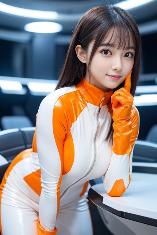 (8K、Raw photography、Highest quality、masterpiece:1.2),(Black Hair、Dark Eyes:1.9),(Plug Suit:1.6)、View your audience,Viewed from the front,White skin,(:1.4)、(Tight waist:1.6)、(Clothes that accentuate the shape of the breasts:1.0)、(Big Breasts :1.3)、Slim figure、Ultra-high resolution,beautiful,beautiful fece,(One person、No background:1.9),whole bodyボディー,Japanese women,(reality的:1.37)、Photon Mapping,reality、(Baby-faced and cute: 1.4)、(Cute Smile: 1.8)、(Round face: 1.8)、Radio City、Physically Based Rendering、Depth of field rally background、photograph, (I can see your knees、Thigh close-up:1.8),(:1.6),whole body、Great quality