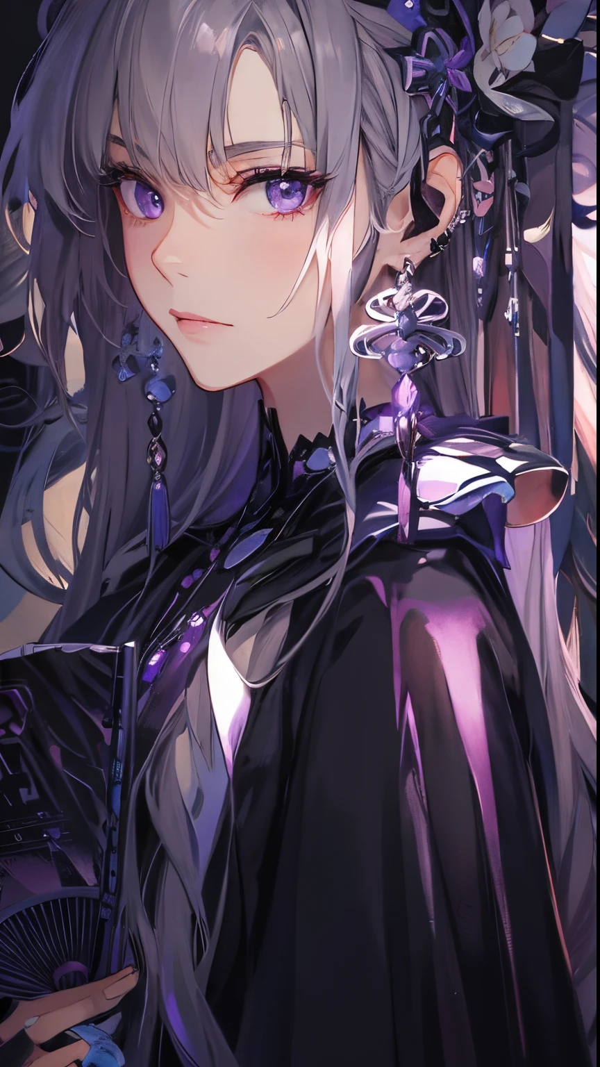 gorgeous gray hair,purpleeyes