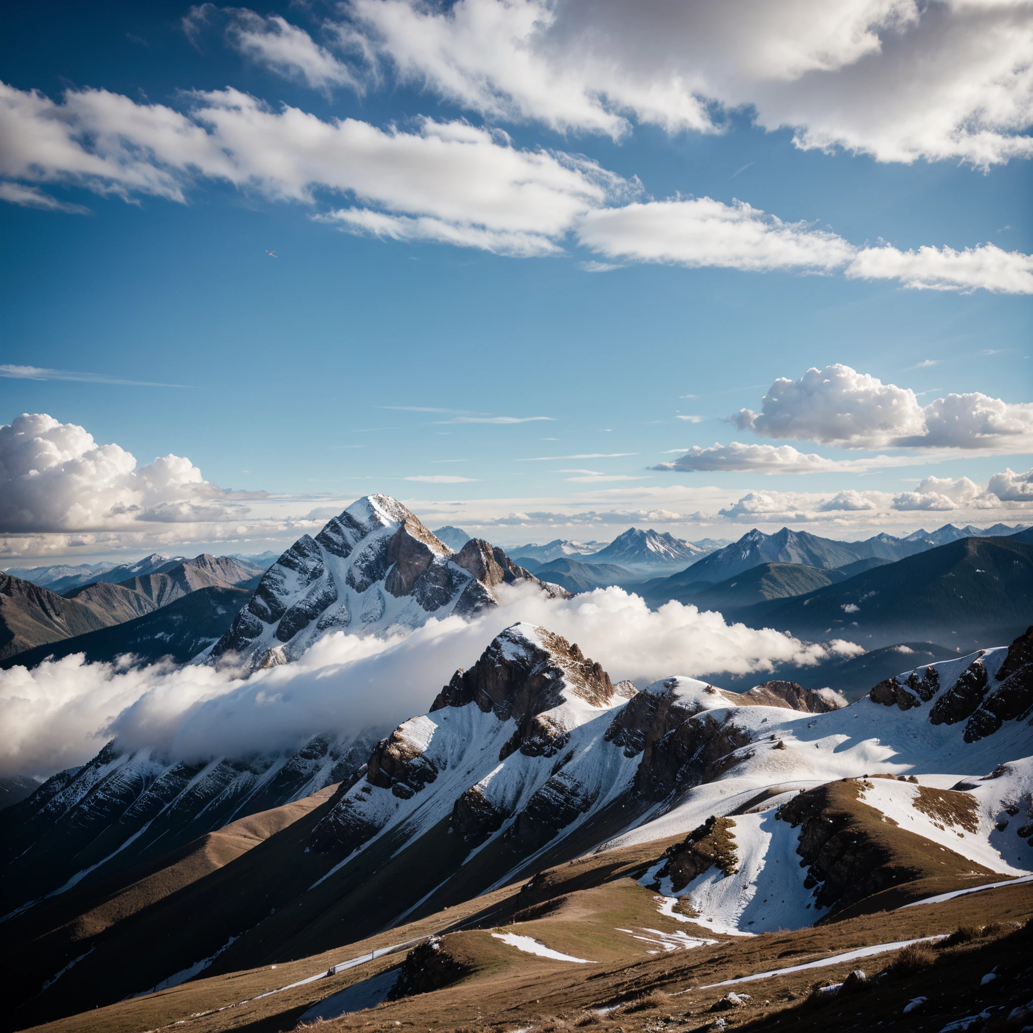 Mountains, cloudy, wind, ultra high quality, high resolution