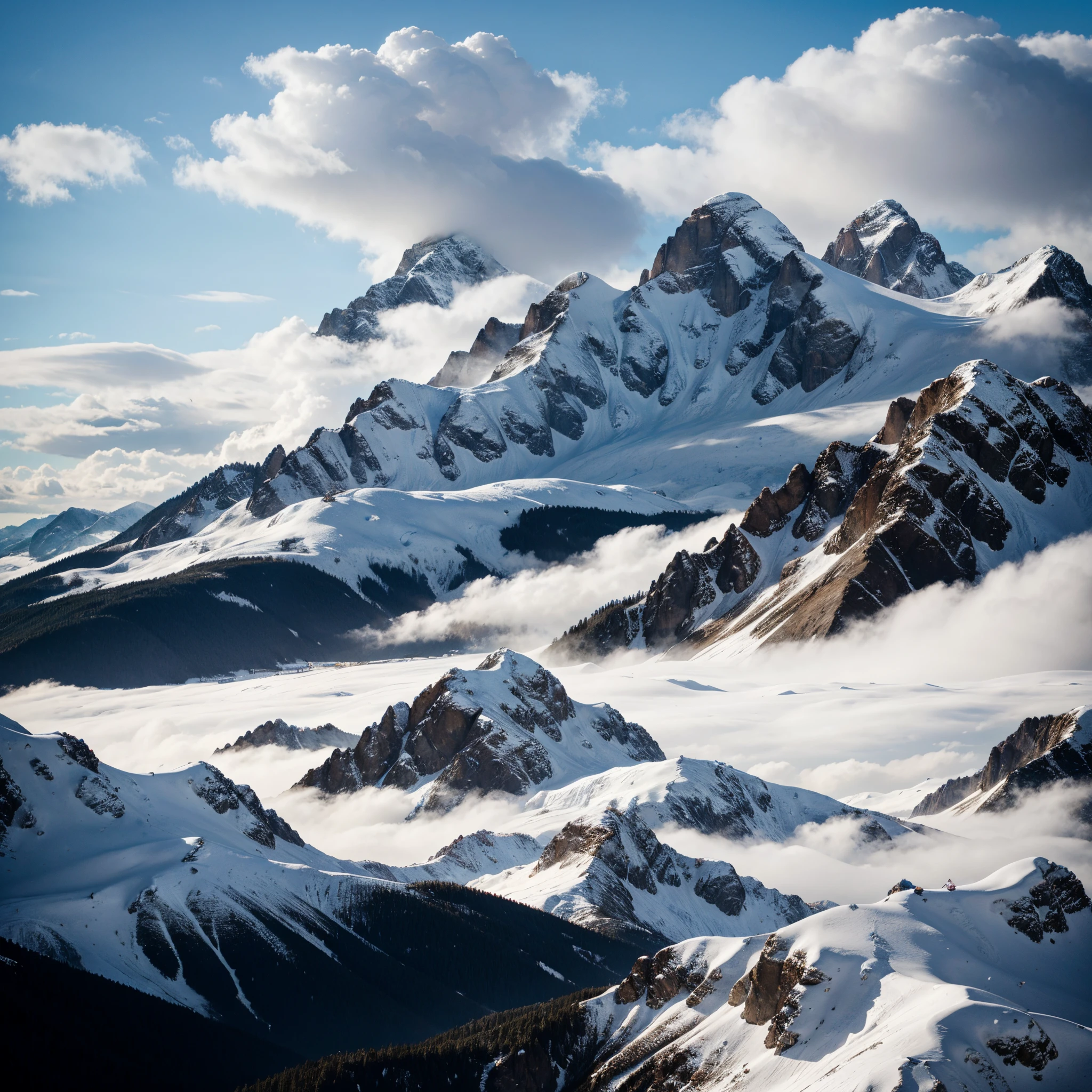 Mountains, cloudy, wind, ultra high quality, high resolution