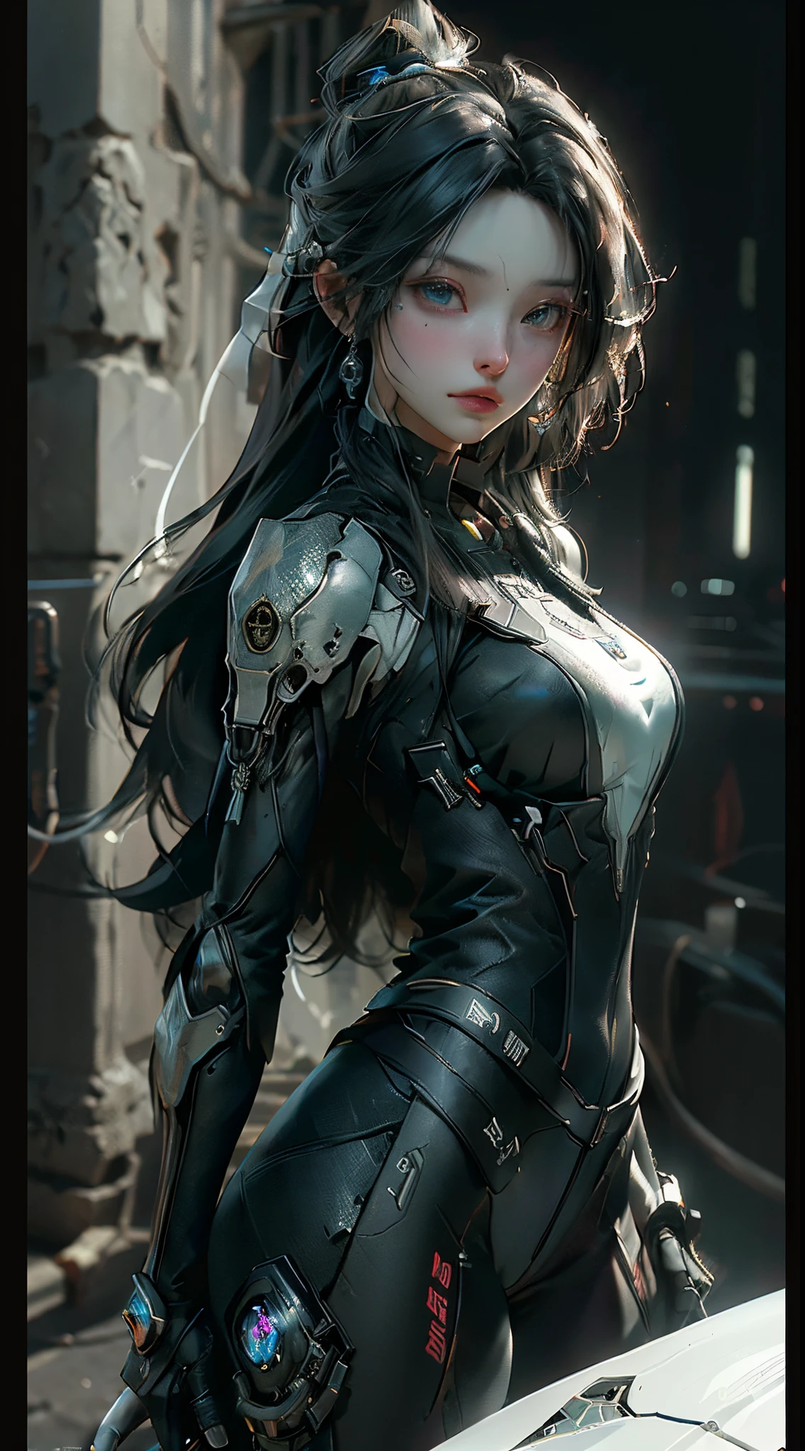 ((Best quality)), ((masterpiece)), (detailed:1.4), 3D, an image of a beautiful cyberpunk female,HDR (High Dynamic Range),Ray Tracing,NVIDIA RTX,Super-Resolution,Unreal 5,Subsurface scattering,PBR Texturing,Post-processing,Anisotropic Filtering,Depth-of-field,Maximum clarity and sharpness,Multi-layered textures,Albedo and Specular maps,Surface shading,Accurate simulation of light-material interaction,Perfect proportions,Octane Render,Two-tone lighting,Wide aperture,Low ISO,White balance,Rule of thirds,8K RAW,