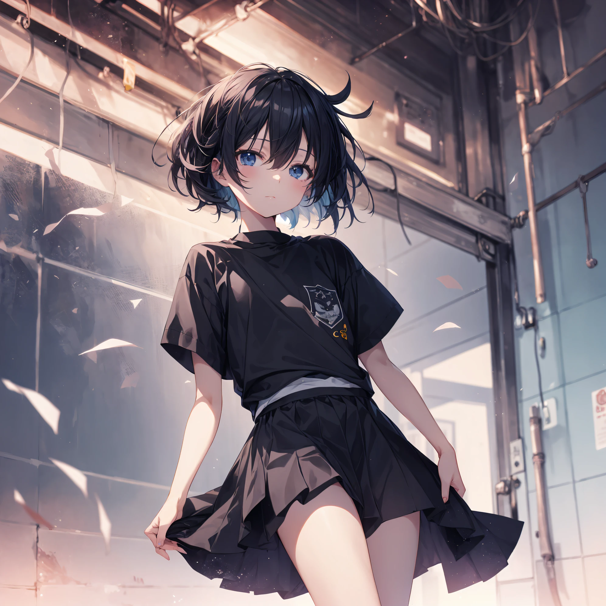 Super high quality by the art god, Ultra-detailed, anime moe art style,Best Anime 8K Konachan Wallpapers,Pixiv Contest Winner,Perfect Anatomy, BREAK,(Draw a girl sleepily walking to school. ),BREAK, 1girl in, (Solo,Lori,,13yea:1.3),a junior gynous attraction, (Very short hair), hair messy, voluminous, Full limbs, complete fingers, flat chest, Small butt, groin, Small eyes,Beautiful detailed black eyes, Well-proportioned iris and pupils, disgusted eye, School uniform, Skirt, On the way to school. BREAK,High resolution,super detailed skin, The best lighting by professional artists, 8K, Illustration,
