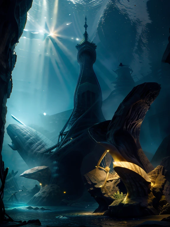 Lady Liberty's beam illuminates Sydney Opera House's underwater city