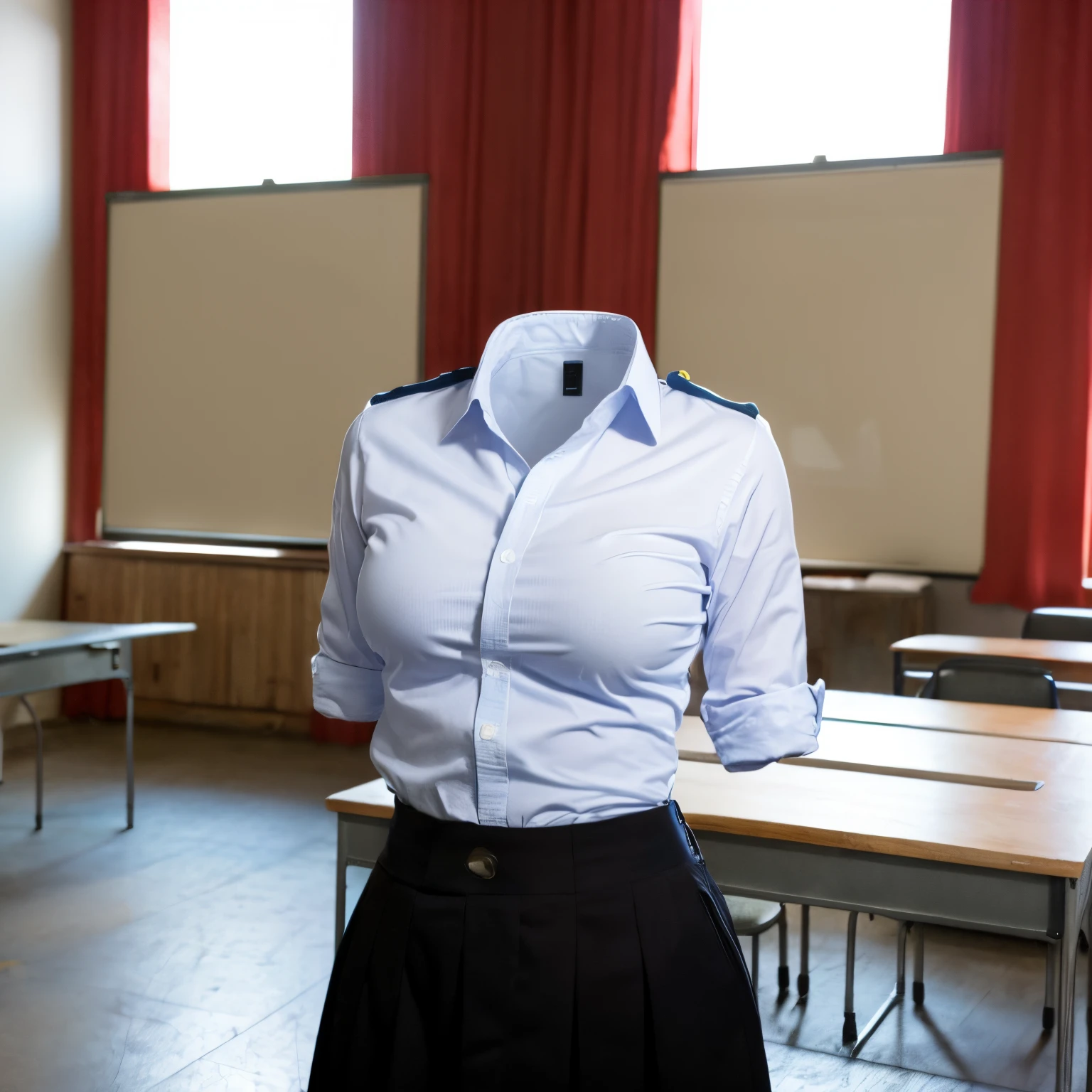 chubby, fat, white shirt, blue stripe tie, school tie, school uniform, __expression__, studying on desk, classroom, cute pose, (invisible, no humans, headless, faceless:1.5), very big breasts, (close-up shot of breasts), (8k, RAW photo, best quality, masterpiece:1.2), (realistic, photo-realistic:1.37), photon mapping, radiosity, ((Hasselblad photography)), physically-based rendering
