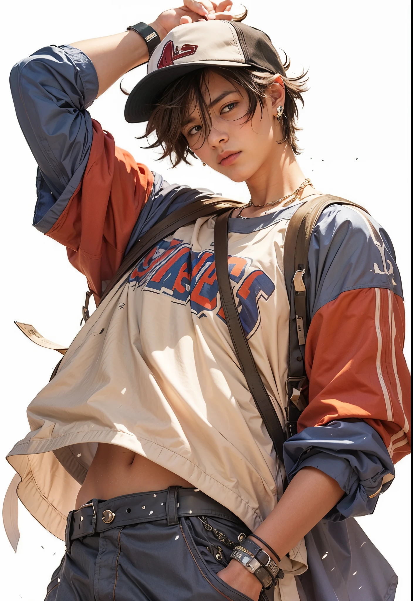Boy putting his hand on head