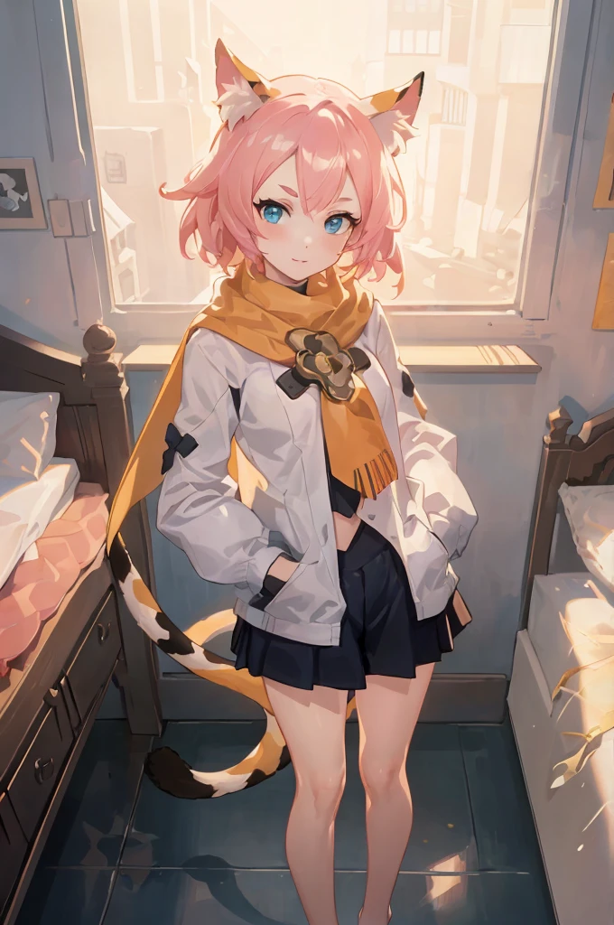 Anime girl with pink hair and cat tail standing in the room, Anime art wallpaper 8 K, guweiz on pixiv artstation, cute anime catgirl, guweiz on artstation pixiv, beautiful anime catgirl, Anime style 4k, Popular topics on artstation pixiv, best anime 4k konachan wallpapers, Anime art wallpaper 4k